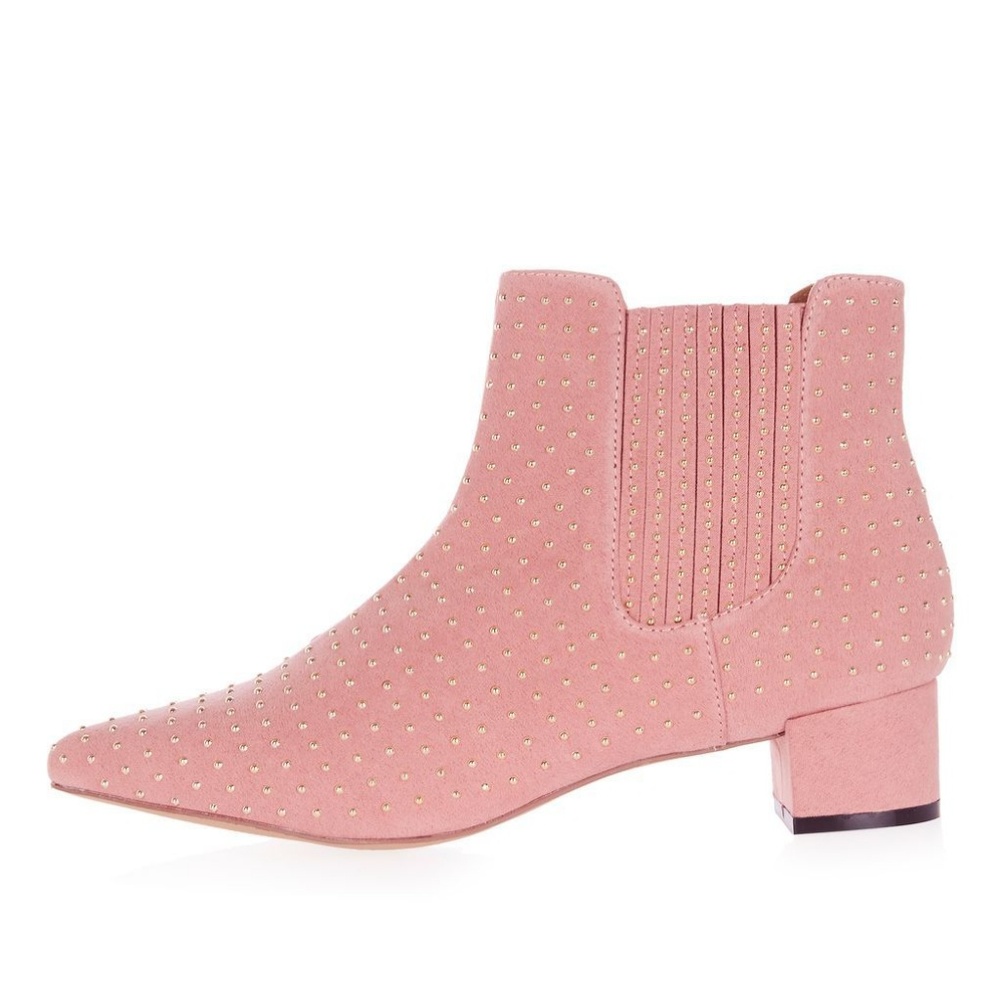 Topshop Pink Studded Ankle Boots